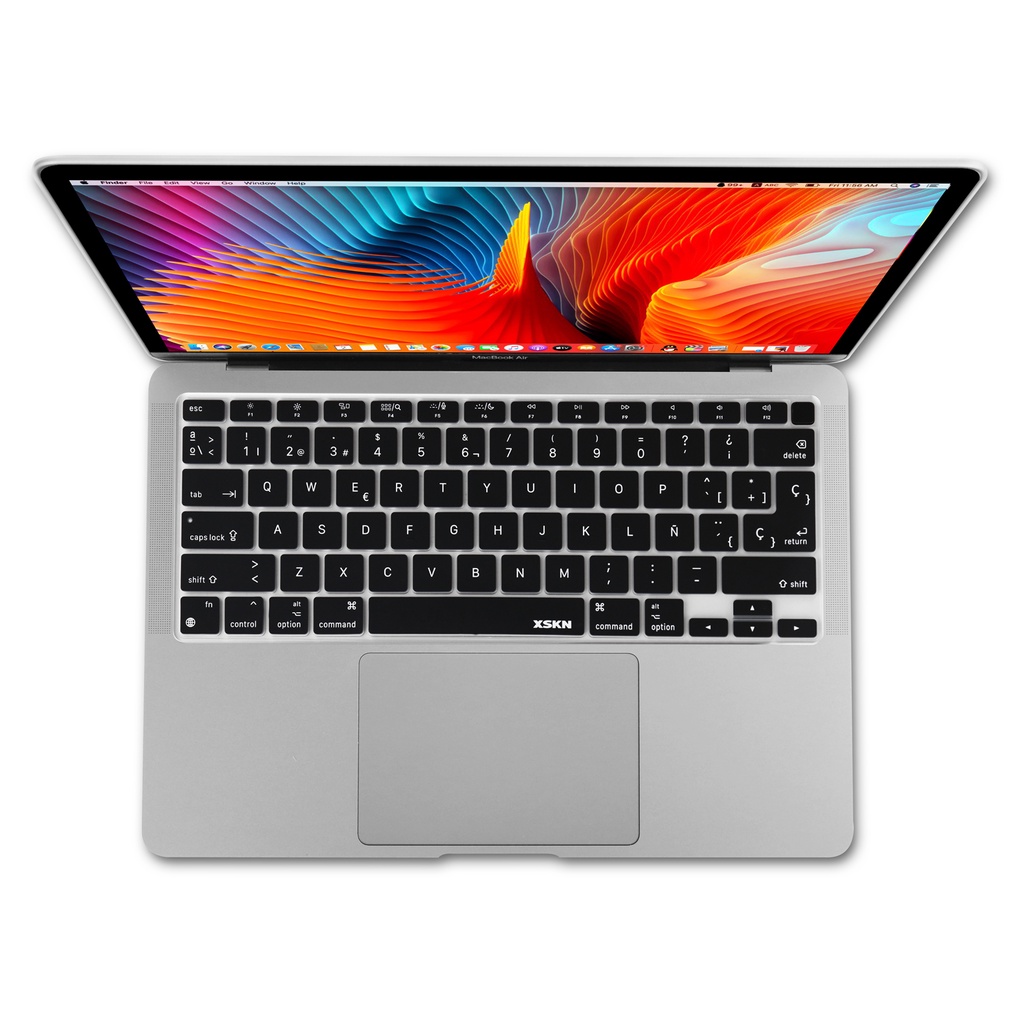 xskn-spanish-language-silicone-keyboard-cover-skin-for-new-macbook-air-13-3-amp-quot-with-touch-id-a2179-a2337-m1-us-and-eu