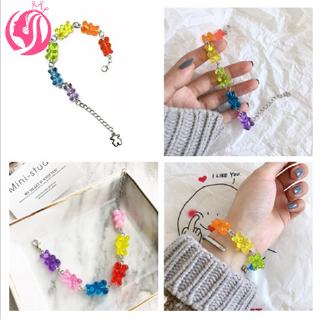 สินค้า สร้อยข้อมือ เรซิน ลายการ์ตูนหมีน่ารัก สีลูกกวาด สไตล์เกาหลี diy