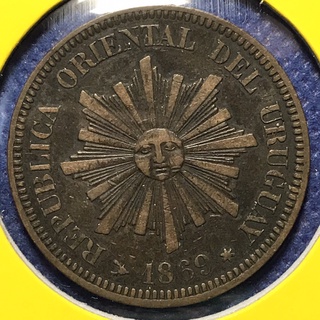 Special Lot No.60668 ปี1869H อุรุกวัย 2 CENTESIMOS เหรียญสะสม เหรียญต่างประเทศ เหรียญเก่า หายาก ราคาถูก