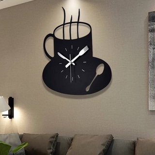 นาฬิกาติดผนัง รูปแก้วกาแฟ นาฬิกาแขวน นาฬิกาแขวนติดผนัง นาฬิกาติดฝาผนัง --สินค้าพร้อมส่ง--