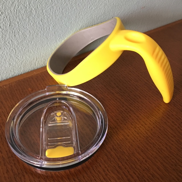 เซต-มือจับเดี่ยวบาง-ฝาปิดแก้วซิลิโคนกันหกแบบเลื่อนปิด-สีเหลือง-อุปกรณ์เสริมแก้วเก็บความเย็น