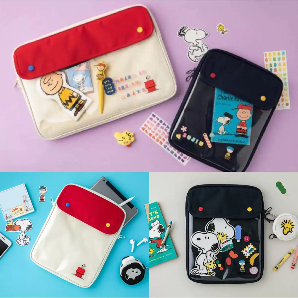 ภาพหน้าปกสินค้า(พร้อมส่ง) กระเป๋าสำหรับไอแพด โน๊ตบุ๊ค Tablet รุ่น Snoopy & Charlie สนูปปี้ soft case กระเป๋า ใส่ notebook laptop Pouch จากร้าน iiammiim บน Shopee