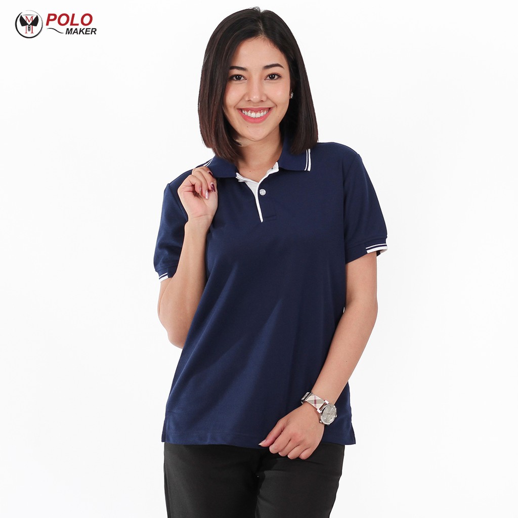 เสื้อโปโล-สีกรมท่า-ขลิบขาว-pk066-polomaker