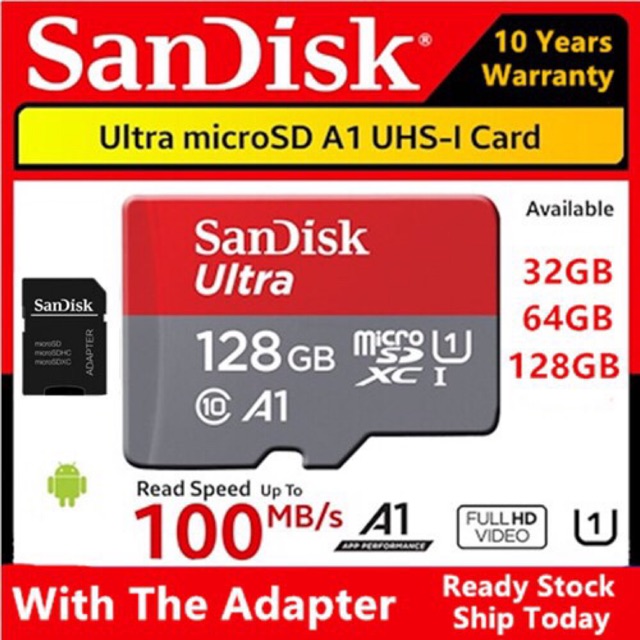 การ์ดหน่วยความจํา-micro-sdxc-64-gb-128-gb-256-gb-100mb-s-class-10