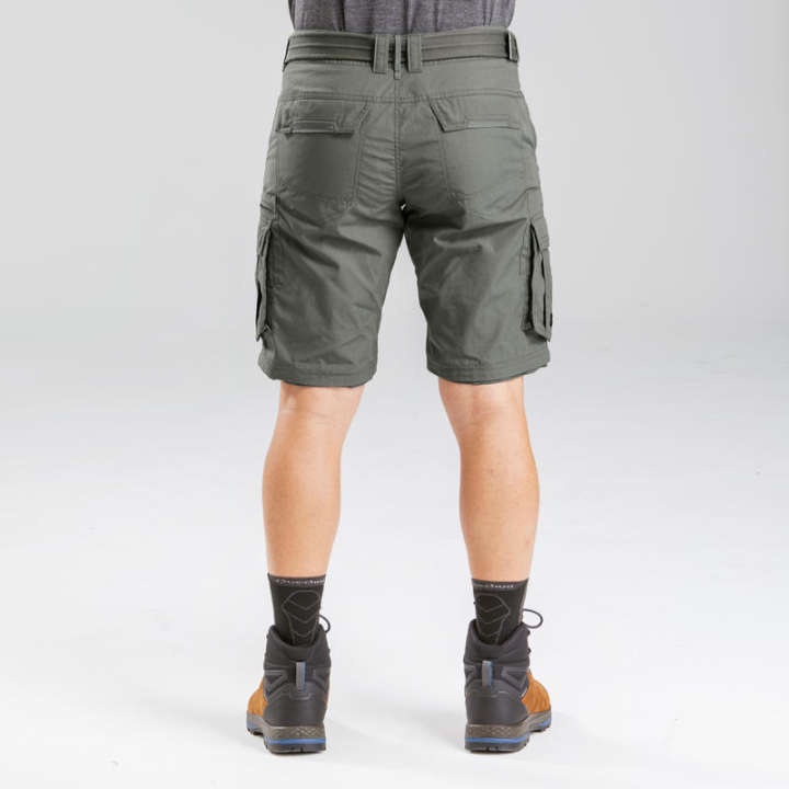 กางเกงขายาวแบบถอดขาได้สำหรับผู้ชายใส่เดินเทรคกิ้งรุ่น-travel-100-สีเทา