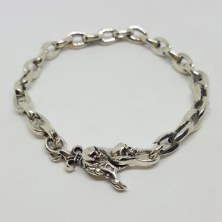 สร้อยข้อมือโซ่ ยาว 22 ซม.ตะขอลายหัวกะโหลก เงินแท้ 925 sterling silver