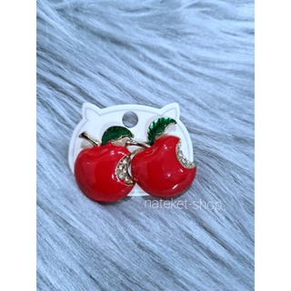 ต่างหูแฟชั่น รูปผลไม้/แอปเปิ้ลสีแดง/ น้ำหนักเบา (09#)