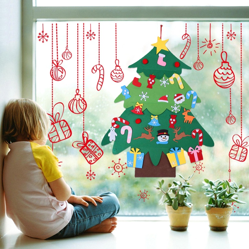 ต้นคริสต์มาส-ผ้าสักหลาด-ถอดออกได้-diy-สําหรับแขวนตกแต่งประตู-หน้าต่าง-วันปีใหม่