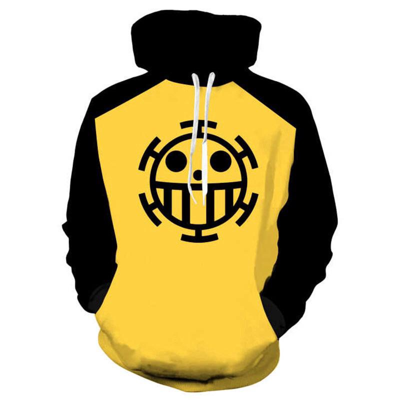 3D One Piece Trafalgar D กฎหมายน้ำพิมพ์เสื้อแฟชั่นผู้ชายของ Hoodie