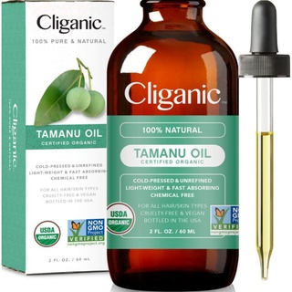 Cliganic 100% Pure &amp; Natural Certified Organic Tamanu Oil 2 fl oz 60 ml น้ำมันต้นกระทิง น้ำมันทามานู
