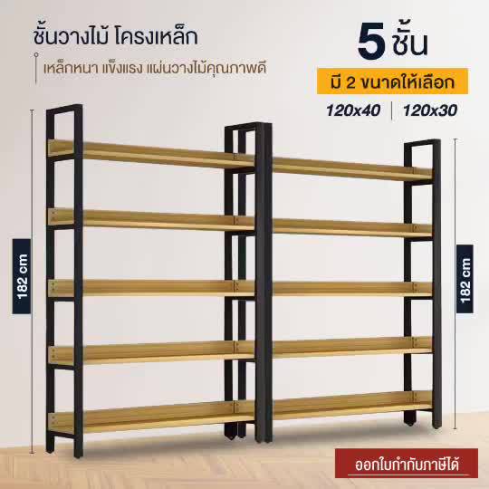 ชั้นวางของ-วางสินค้า-โชว์หน้าร้าน-เหล็กหนา-แผ่นวางไม้-แข็งแรง-multi-shelf-office-supermarket