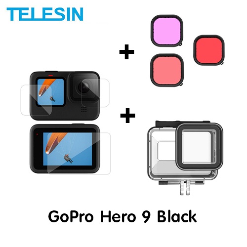 รูปภาพสินค้าแรกของGoPro 11 / 10 / 9 Telesin Waterproof Case + Filter + Flim เคสกันน้ำ ฟิตเตอร์ ฟิล์ม