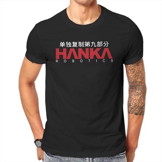 เสื้อยืดโอเวอร์ไซส์เสื้อยืดแขนสั้นลําลอง คอกลม ผ้าฝ้าย 100% พิมพ์ลายหุ่นยนต์ Hanka Robotics Ghost in the Shell สําหรับผู