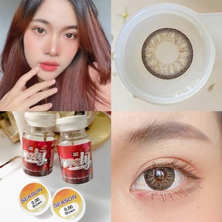 คอนแทคเลนส์ สีน้ำตาล Lovely plus season brown.