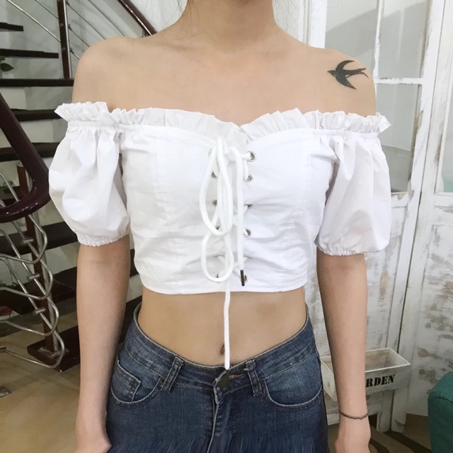 crop-top-lace-up-เสื้อครอป