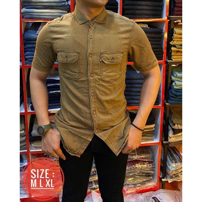 ใหม่-พร้อมส่ง-เสื้อเชิ้ตลําลอง-สําหรับผู้ชาย-แขนสั้น-พิมพ์ลาย-levis