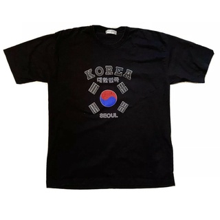 ขายดี!ขายดี เสื้อยืดลําลอง แขนสั้น พิมพ์ลายธงชาติเกาหลี Vtg Seoul สีดํา GLnpoe61FEoffn26S-5XL