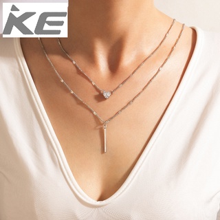 Necklace Jewelry Simple diamond-encrusted love geometric one-line pendant two-necklace for gir