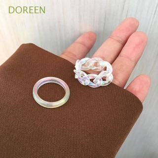 Doreen เครื่องประดับแหวนนิ้วมือเลเซอร์ทรงกลมสไตล์วินเทจหลากสีสําหรับผู้หญิง 2021