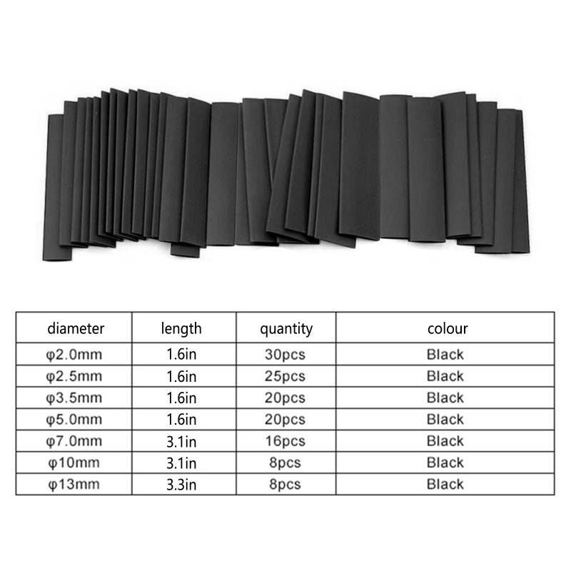 btsg-ชุดท่อหดไฟฟ้า-หุ้มสายไฟ-ฉนวนกันความร้อน-สีดํา-127-ชิ้น