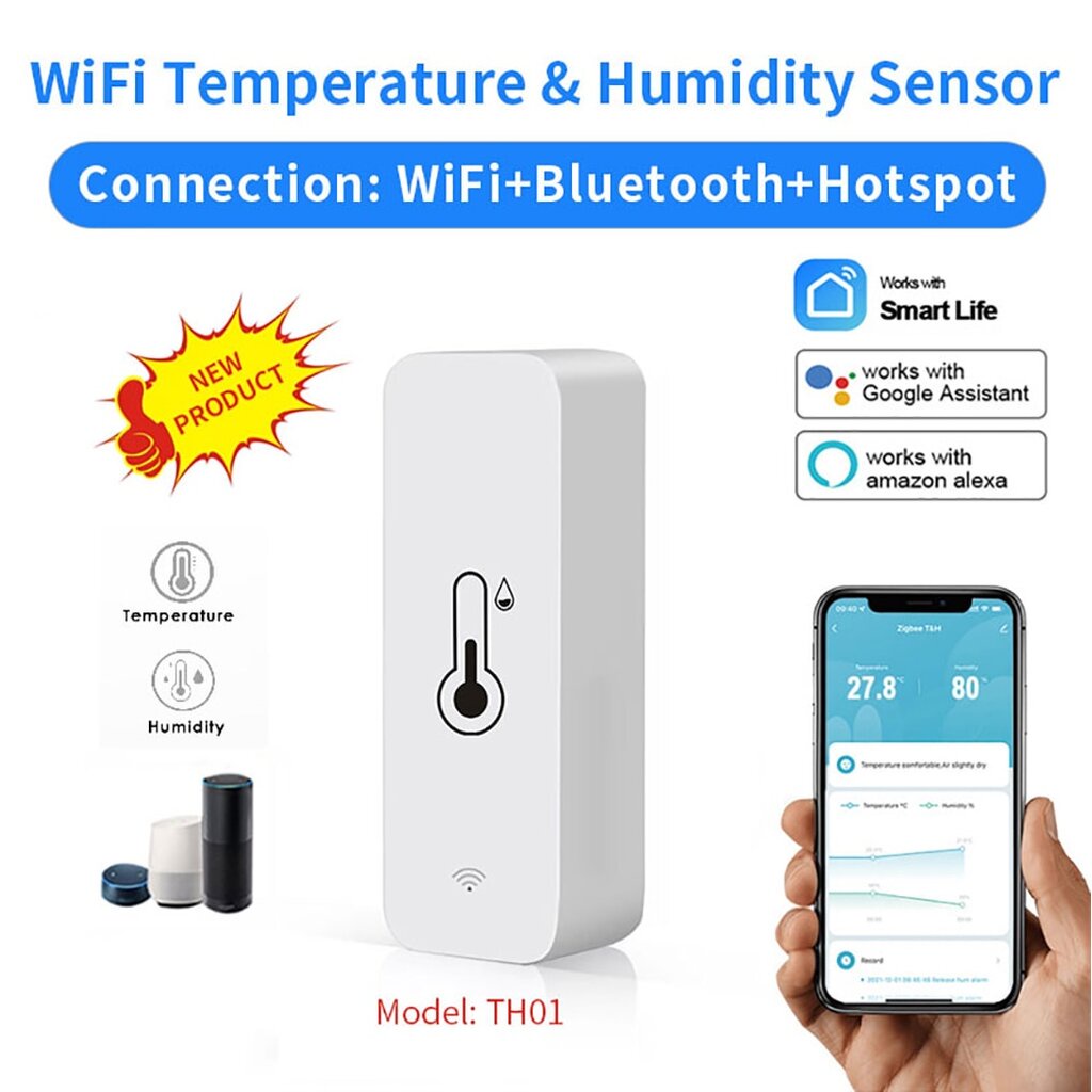 Tuya เซ็นเซอร์วัดอุณหภูมิและความชื้น Wi-Fi ดูค่า ตั้งเงื่อนไขผ่านแอป ...