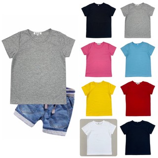 เสื้อคอกลมเด็กแขนสั้น 8 สี เด็กชาย-หญิง อายุ 1-11 ปี ผ้าคอตตอน ผ้าไม่ขึ้นขน hort Sleeve T Shirt Kids