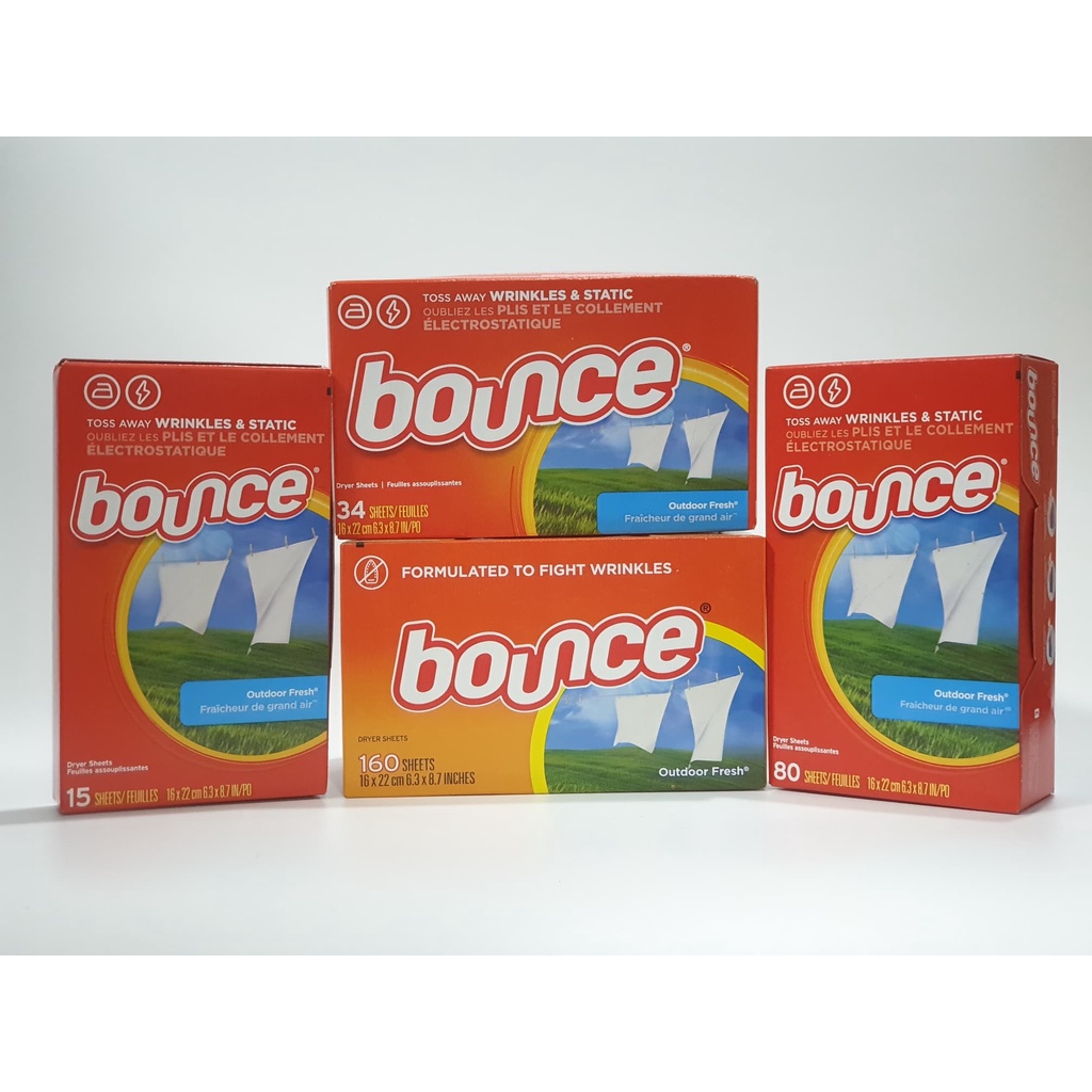 Bounce Dryer Sheets Laundry Fabric Softener กลิ่น Outdoor Fresh แผ่นอบผ้า  น้ำยาปรับผ้านุ่มแบบแผ่นสำหรับเครื่องอบผ้า | Shopee Thailand