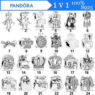 Pandora สร้อยข้อมือ ลูกปัด เงินแท้ S925 จี้มงกุฎ และตาข่ายดักฝัน ของขวัญวันเกิด สําหรับสุภาพสตรี p825