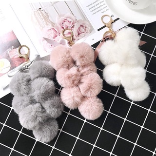 พร้อมส่ง 🎀🎀 พวงกุญแจปอมปอมขนกระต่าย พวงกุญแจองุ่น ราคา 70฿ 👇👇👇👇