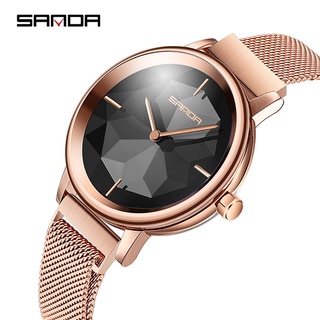 New SANDA Rose Gold Women Watches Luxury Top Brand Mesh Watch Women Waterproof Female Clock Ladies Relogio Feminino P101