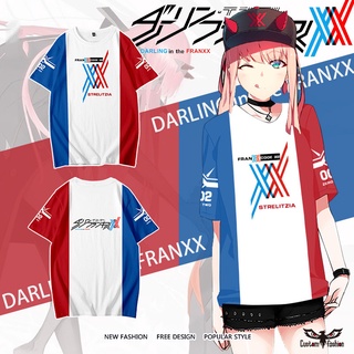 【CustomFashion】เสื้อยืด พิมพ์ลายอนิเมะ Darling In The Franxx Girl Zero Two 3D แฟชั่นสําหรับผู้ชาย และผู้หญิง