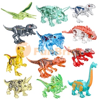 [FunBrick] ใหม่ โมเดลฟิกเกอร์ไดโนเสาร์ Jurassic World Triceratops Tyrannosaurus Rex Triceratops Velociraptor Styx สีโปร่งใส ของเล่น ของขวัญ สําหรับตกแต่งโต๊ะ