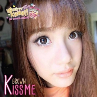 💖 Kitty Kawaii Kiss me สายตา brown gray Contactlens บิ๊กอาย คอนแทคเลนส์ ราคาถูก แถมตลับฟรี