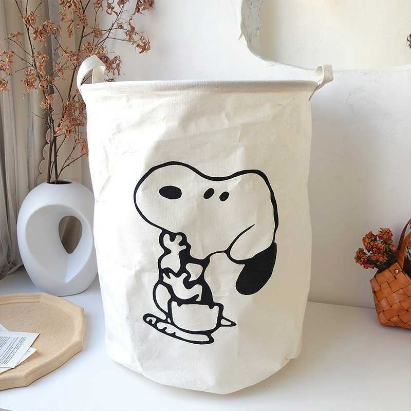 ตะกร้าผ้าแคนวาส-กันน้ํา-ลายการ์ตูน-snoopy-น่ารัก-สําหรับใส่เสื้อผ้าใช้แล้วนักเรียน-หอพัก