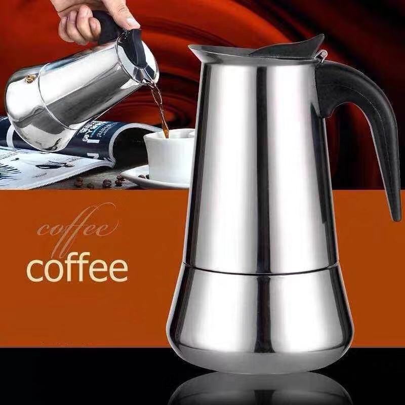ภาพหน้าปกสินค้าหม้อกาแฟ หม้อต้มกาแฟสด เครื่องชงกาแฟเอสเพรสโซ่ มอคค่า กาต้มกาแฟสด เครื่องชงกาแฟสด เครื่องทำกาแฟ แบบปิคนิคพกพา สแตนเลส 30
