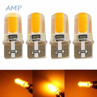 หลอดไฟ T10 194 168 W5W Cob Led Canbus สีเหลืองอําพันสําหรับรถยนต์ 4 ชิ้น