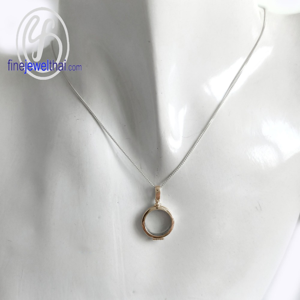 finejewelthai-ล็อกเก็ตทรงกลม-ล็อกเก็ตเงินแท้-ล็อกเก็ตใส่ของ-locket-silver-pendant-p118200g-pg