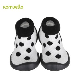🌟SALE! รองเท้าเด็กหัดเดินเกาหลี Komuello ลายจุด Black Dot รองเท้าเด็ก,รองเท้าเด็กหัดเดิน