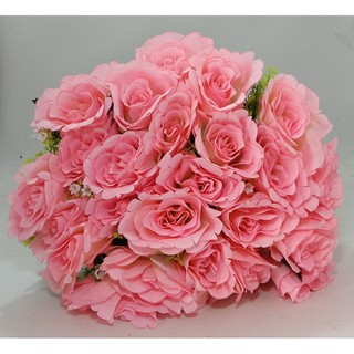 ✅(ถูกที่สุด พร้อมส่ง) ช่อกุหลาบ 24 ดอก ขนาด 8 ซม. ดอกไม้ประดิษฐ์ ดอกกุหลาบปลอม ดอกกุหลาบพลาสติก
