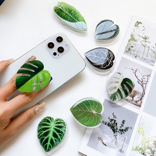 ขาตั้งโทรศัพท์มือถือ แท็บเล็ต รูปใบไม้ สีโปร่งใส แฟชั่นเกาหลี มี 1 ชิ้น