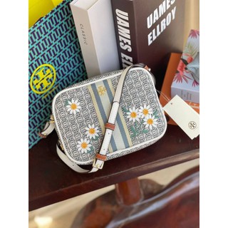 Tory burch Gemini Link Canvas Applique Mini Bag Crossbody Daisy Stripeแท้💯outlet