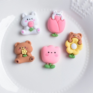 10 ชิ้น / เซต ตลก Peekaboo หมี กระต่าย ดอกไม้ เรซิน ด้านหลังแบน Diy เคสโทรศัพท์ ใส่ผม เครื่องประดับรถยนต์ วัสดุตกแต่ง