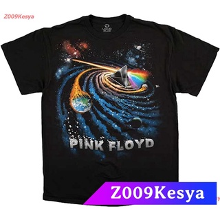 Z009Kesya เสื้อยืดสีพื้นคอกลม Pink Floyd Mens Dark Side Galactic T-shirt Large Black discount Pink Floyd พิงค์ฟรอยด์