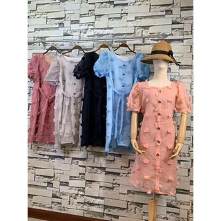 พร้อมส่ง!!!ชุดเดรสปอมปอม สาวอวบ มีซับในทั้งตัว