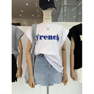 ♦✎การพิมพ์ตัวอักษรไหล่โค้งและแขนบินเสื้อยืดผู้หญิงฤดูร้อนใหม่ tee หลวมสบายๆทั้งหมดตรงกับกลางความยาวเสื้อ