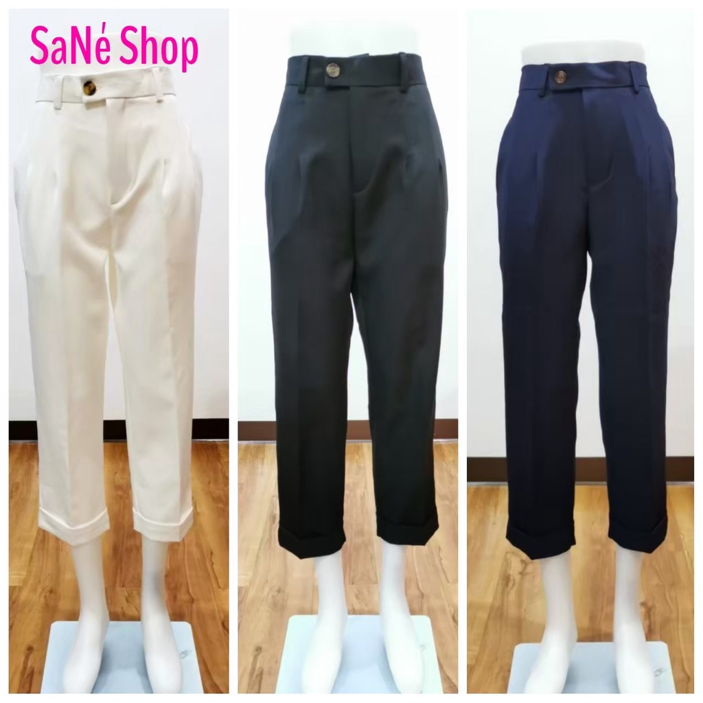 ภาพสินค้า️ ️ ️ 10 สี กางเกงทำงานขายาว 9 ส่วน ​ขาเบิ้ล​ ทรงบอย ผ้าเปเป้เนื้อดี by SaNe Shop ️ ️ ️ จากร้าน sane_shop_official บน Shopee ภาพที่ 3