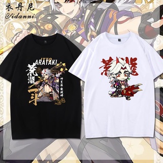 เตรียมจัดส่ง∋㍿►Yuanshen เกมอุปกรณ์ต่อพ่วงเสื้อผ้า Ara Taki หนึ่งถังสองมิติ cos เสื้อยืดแขนสั้นฤดูร้อนนักเรียนชายผ้าฝ้ายว