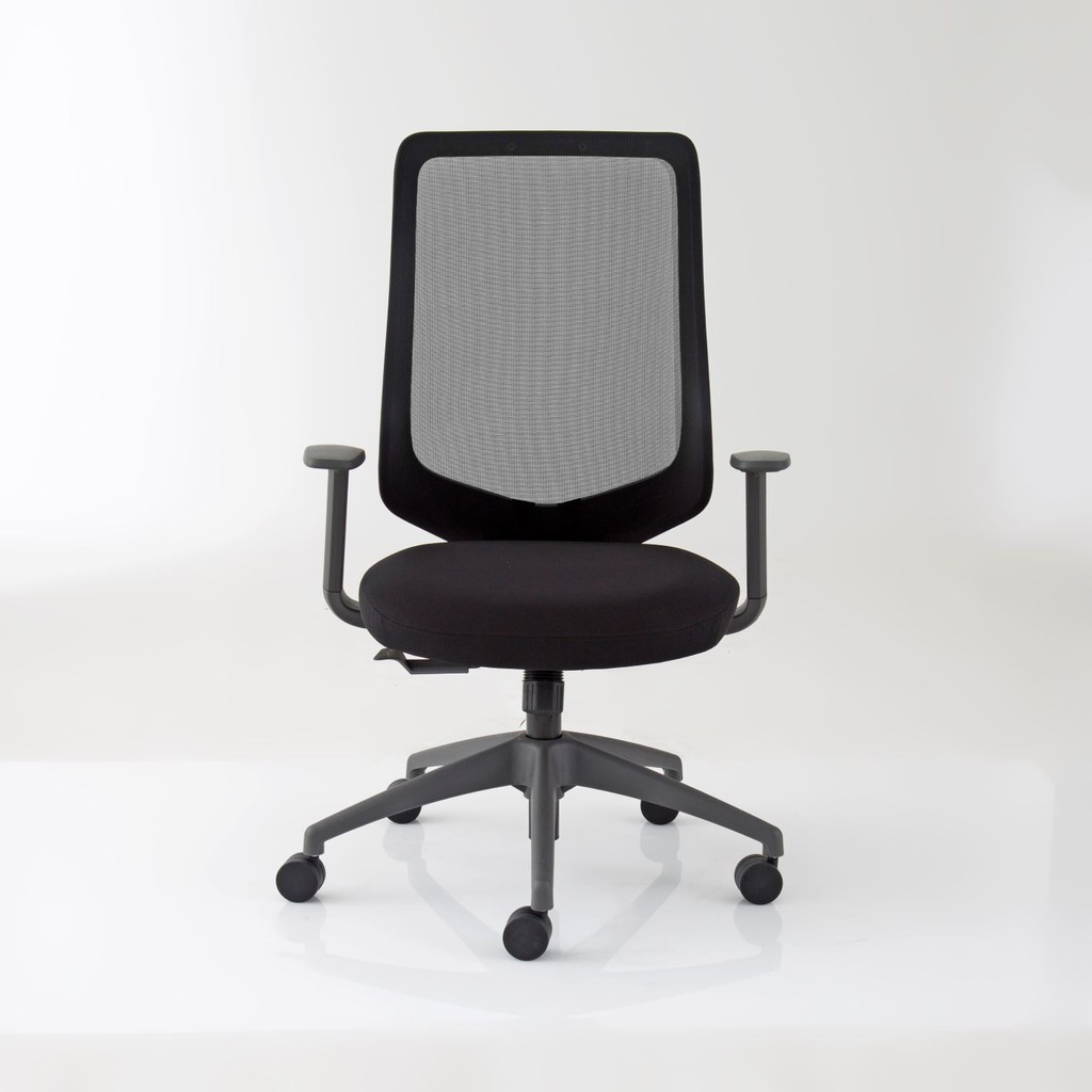 Modernform เก้าอี้สำนักงาน รุ่น Series16 Value เก้าอี้สีดำ พนักพิงกลาง เฟรมเทา ไม่มีLUMBAR เบาะหุ้มผ้าสีดำ ตาข่ายสีดำ ระบายอากาศดีเยี่ยม https://lnwchill.com