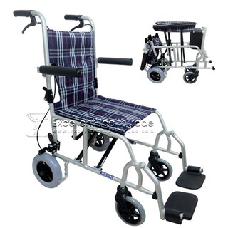 รถเข็นพกพาล้อหนา - พร้อมกระเป๋า (Portable Alloy Wheelchair KIMBER) (WS-01)