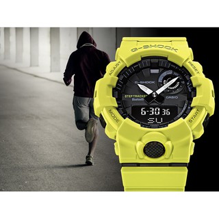 สินค้า ประกัน cmg Casio G-shock นาฬิกาข้อมือออกกำลังกาย นับก้าว รุ่น GBA-800 บลูทูธ เหลืองมะนาว GBA-800-9A